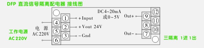 DFP一進(jìn)一出信號配電器接線圖