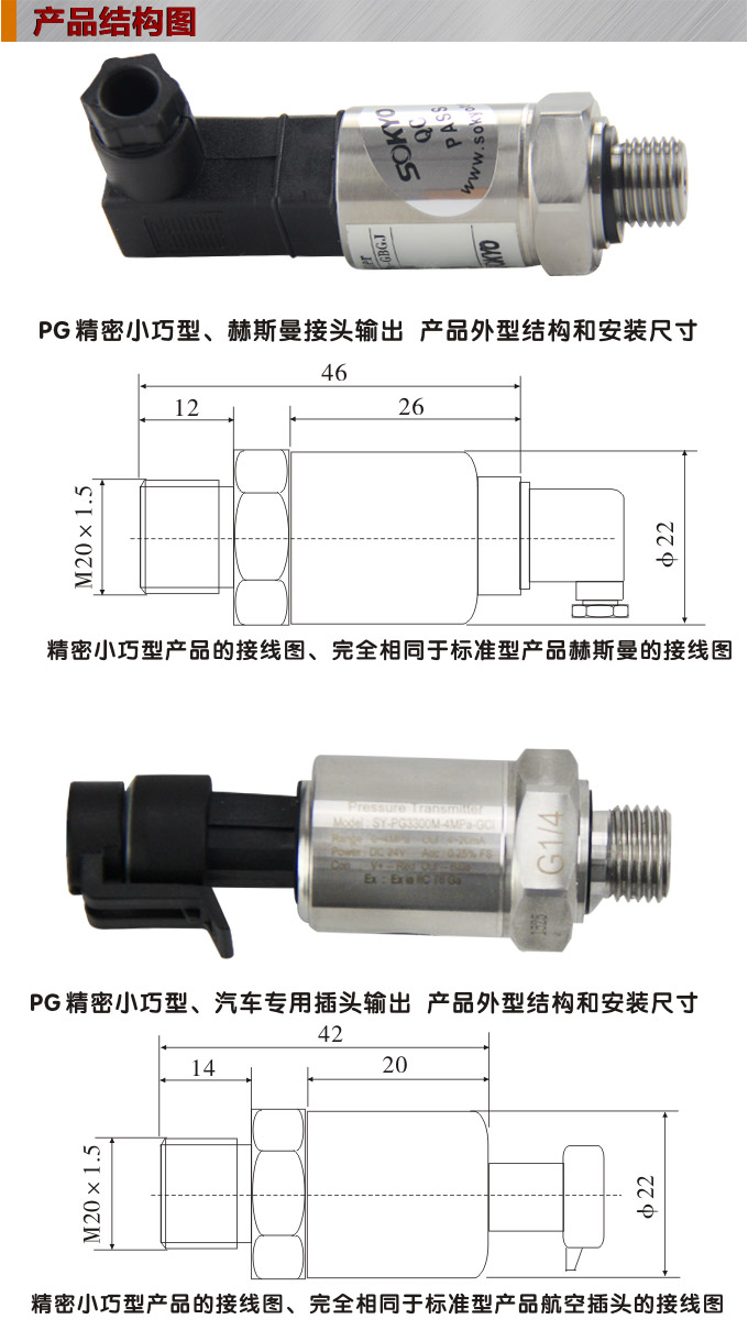 防爆壓力變送器,PG1300M本安精密壓力傳感器結構圖