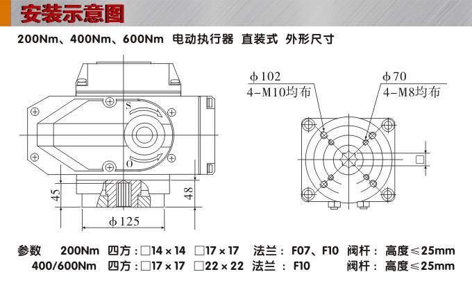 電動(dòng)執(zhí)行器,電動(dòng)頭,YTDG-RS600電動(dòng)執(zhí)行機(jī)構(gòu)安裝示意圖