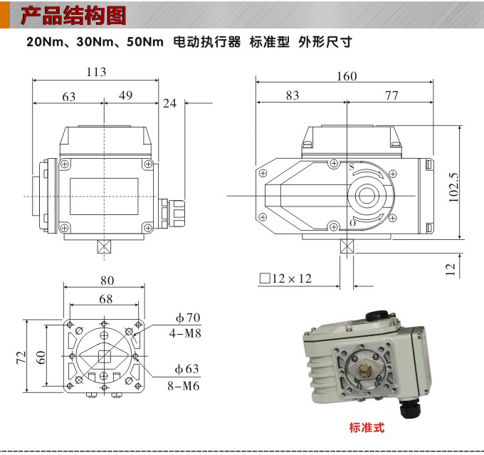 電動執(zhí)行器,電動頭,YTDG-RS50電動執(zhí)行機(jī)構(gòu)結(jié)構(gòu)圖,標(biāo)準(zhǔn)式