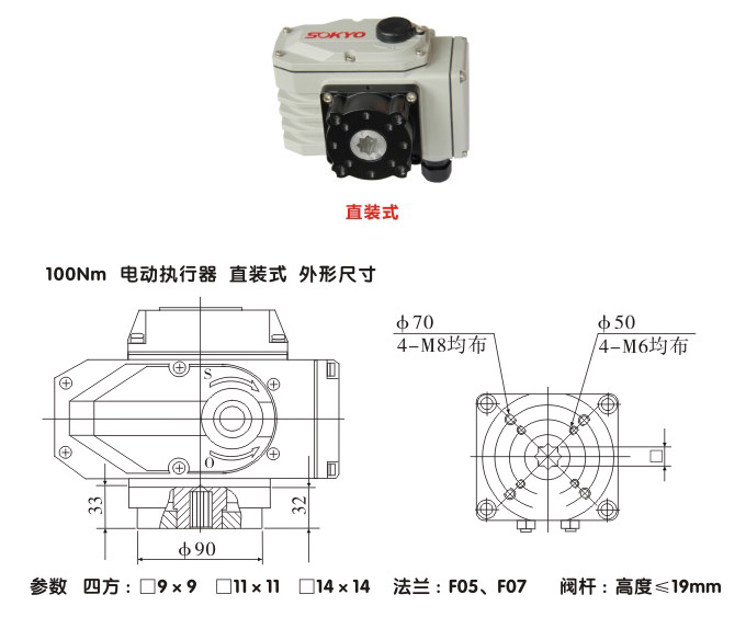 電動執(zhí)行機構(gòu),YTDG-RKB100電動執(zhí)行器,電動頭結(jié)構(gòu)圖,直裝式