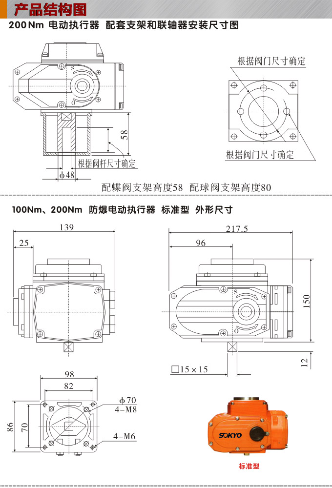 防爆電動頭,YTEx-RKB200防爆電動執(zhí)行器結構圖,標準式