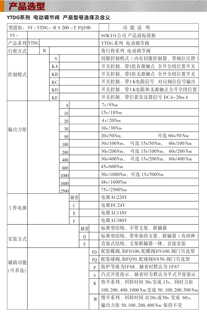 電動調(diào)節(jié)閥,YTDG-RS電動調(diào)節(jié)蝶閥,電動蝶閥選型圖