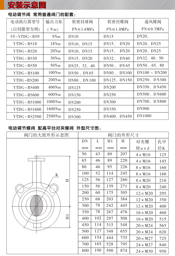 電動調(diào)節(jié)閥,YTDG-RS電動調(diào)節(jié)蝶閥,電動蝶閥安裝示意圖