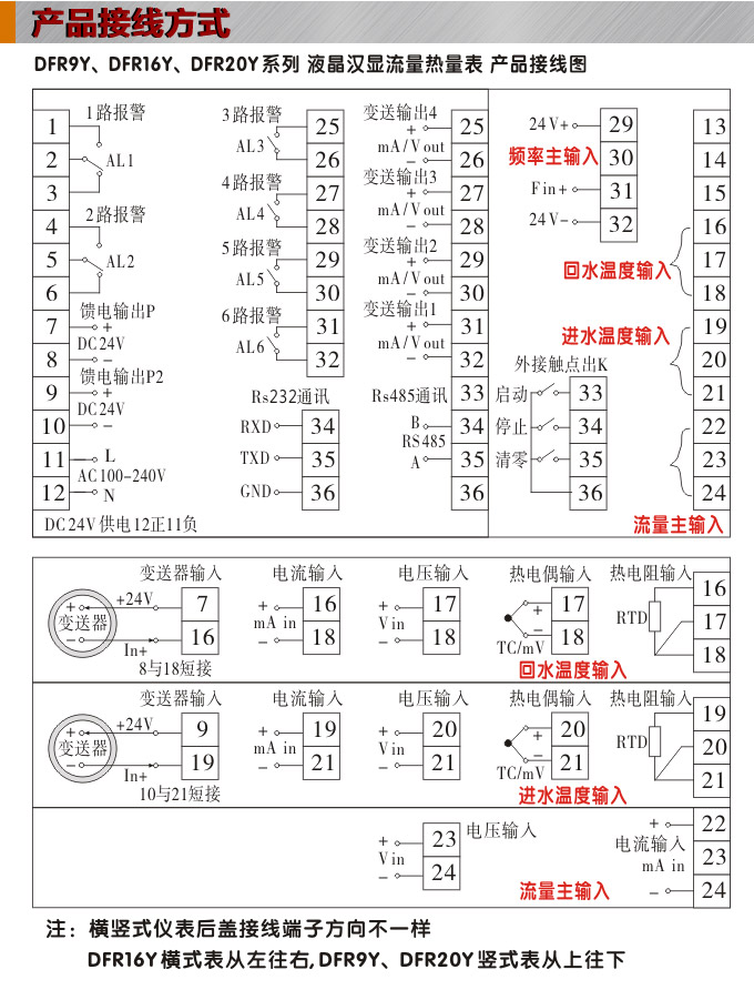 熱量表,DFR9流量積算控制儀接線圖