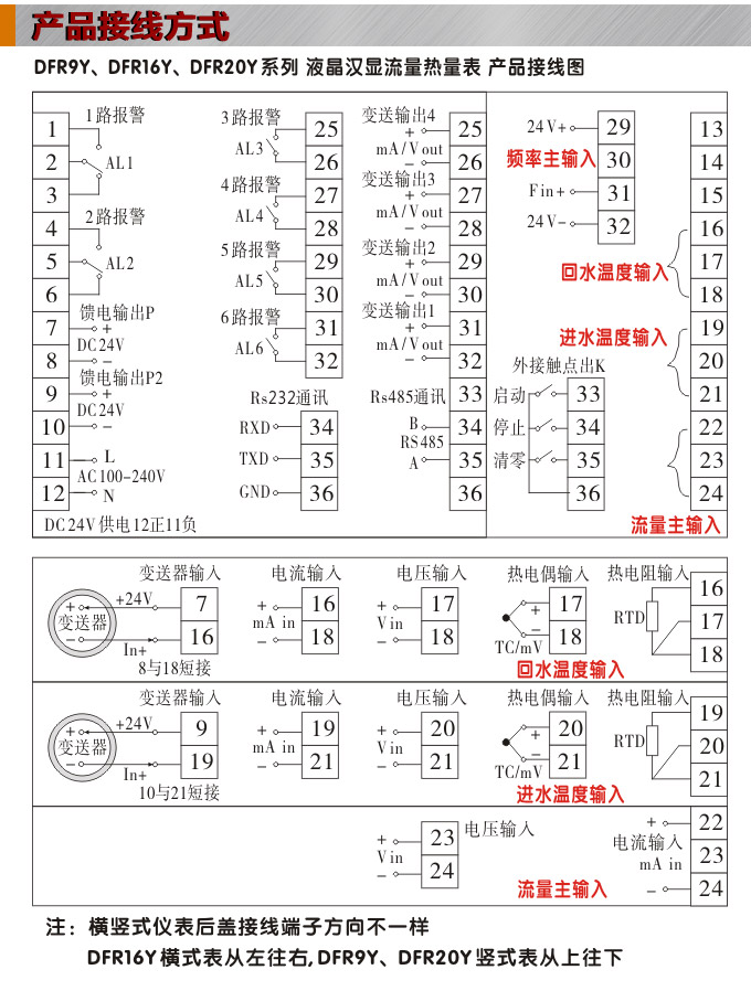 熱量表,DFR20液晶顯示熱量表,流量積算控制儀接線圖