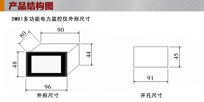 智能直流電流表,DW81-P單相電力監(jiān)控儀結(jié)構(gòu)圖