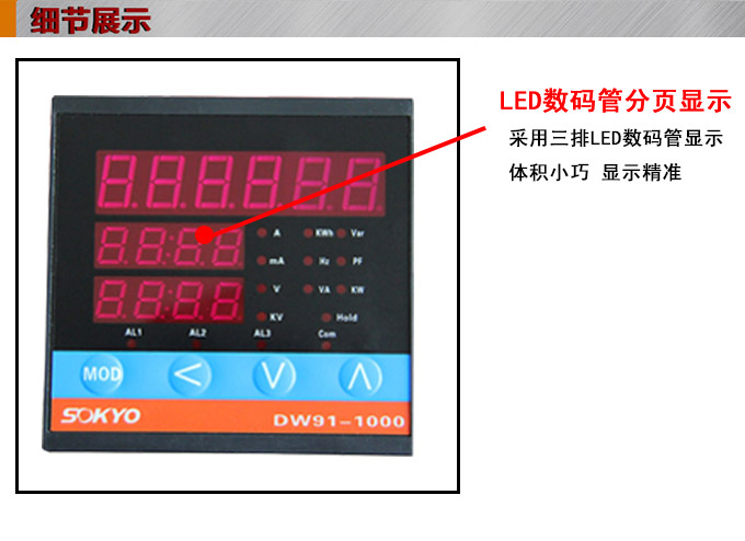 單相多功能表,DW91-1000多功能電力儀表細節(jié)展示1