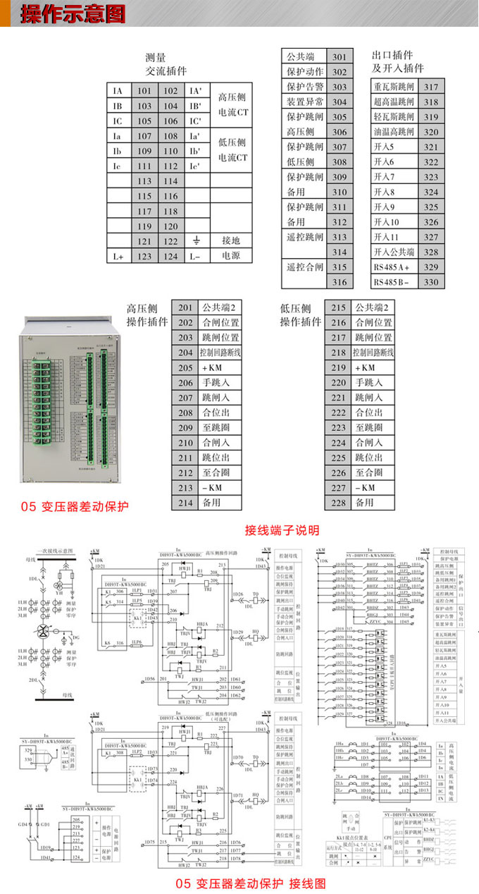 差動保護,DH93變壓器差動保護裝置,綜保操作示意圖