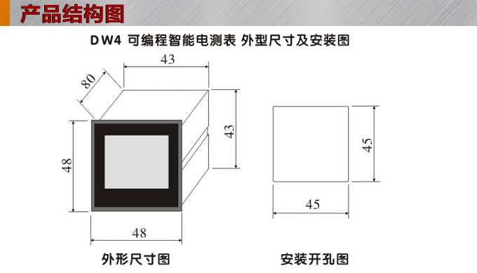 交流電流表,DW4數(shù)字電流表,電流表外形結(jié)構(gòu)圖