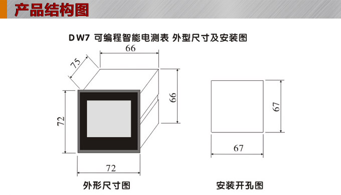 直流電流表,DW7數(shù)字電流表,電流表外形結(jié)構(gòu)圖