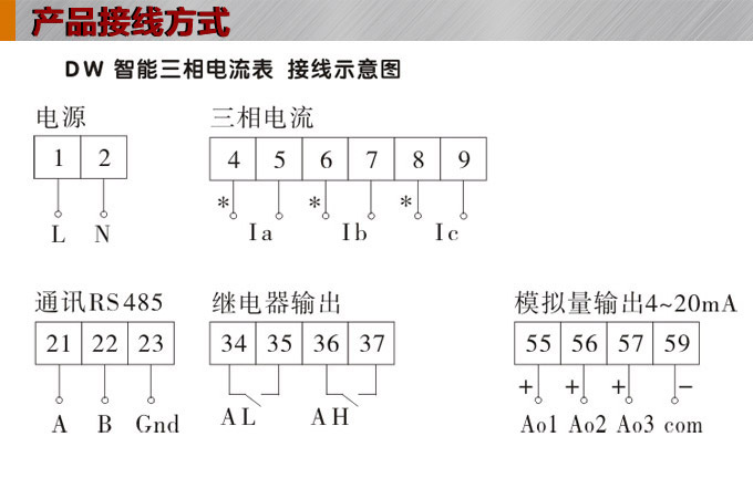 三相電流表,DW9三相數(shù)字電流表接線圖