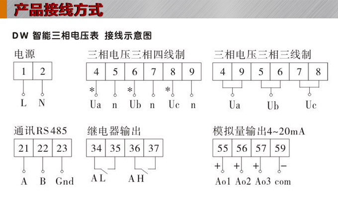 三相電壓表,DW9三相數字電壓表接線圖