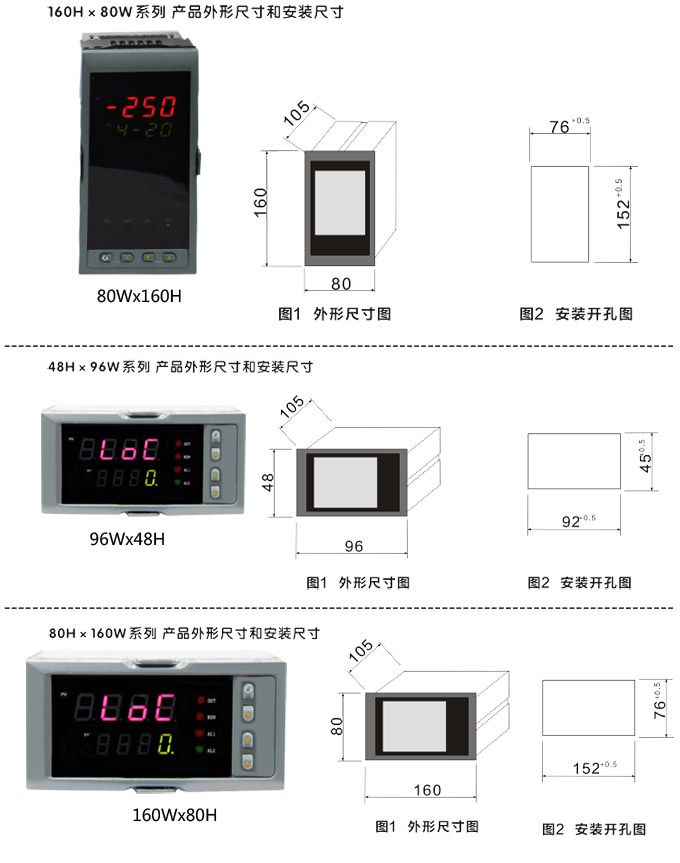 傳感器數(shù)顯表，DT100簡易型單回路顯示控制儀安裝示意圖3