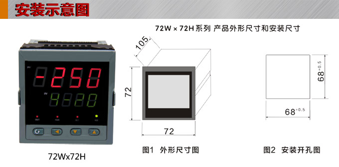 數(shù)顯控制儀，DT307智能單回路數(shù)顯表，單回路數(shù)顯控制儀安裝示意圖