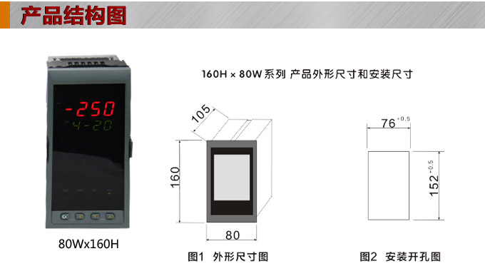 數(shù)顯控制儀，DT320智能單回路數(shù)顯表，單回路數(shù)顯控制儀產(chǎn)品結構圖