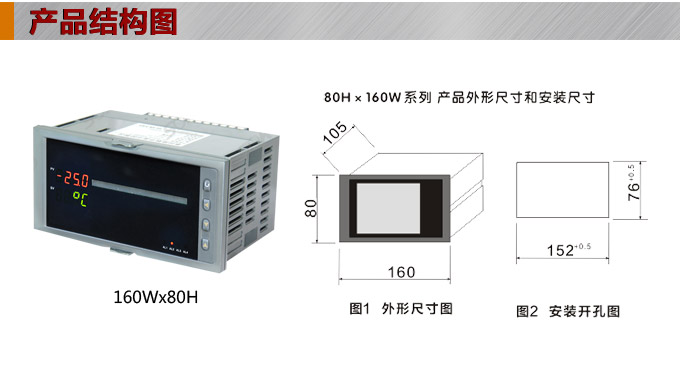  智能數(shù)顯表  ,DT316G單光柱數(shù)顯控制儀，單回路數(shù)顯控制儀產(chǎn)品結(jié)構(gòu)圖