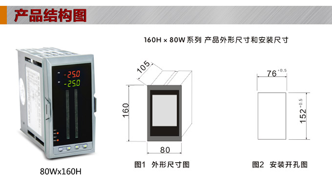  智能數(shù)顯表，DT420G雙光柱數(shù)顯控制儀，雙回路數(shù)顯控制儀產(chǎn)品結(jié)構(gòu)圖