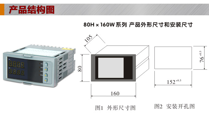 數(shù)顯控制儀 DT416智能雙回路數(shù)顯表，雙回路數(shù)顯控制儀結(jié)構(gòu)圖