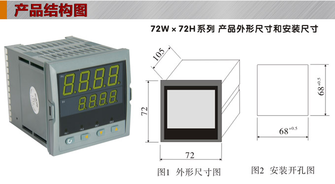 數(shù)顯控制儀，DT407智能雙回路數(shù)顯表，雙回路數(shù)顯控制儀產(chǎn)品結(jié)構(gòu)圖