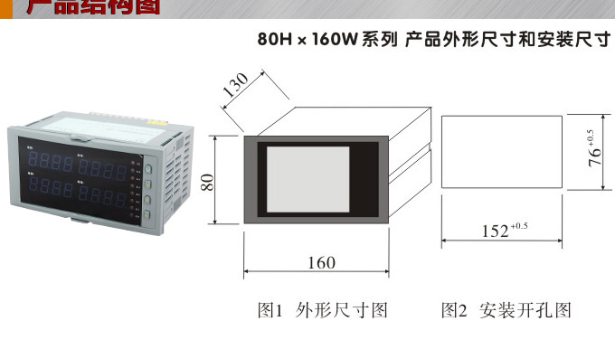 數(shù)顯控制儀，DT516智能四回路數(shù)顯表，多回路巡檢控制儀產品結構圖