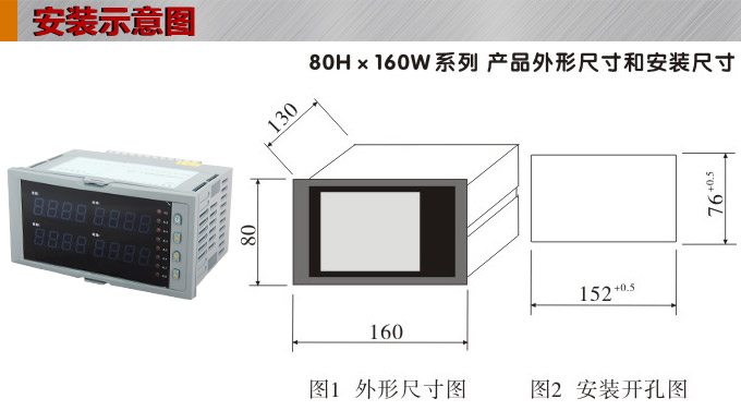 數(shù)顯控制儀，DT516智能四回路數(shù)顯表，多回路巡檢控制儀安裝示意圖