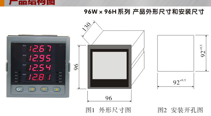 數(shù)顯控制儀，DT509智能四回路數(shù)顯表，多回路巡檢控制儀產(chǎn)品結(jié)構(gòu)圖