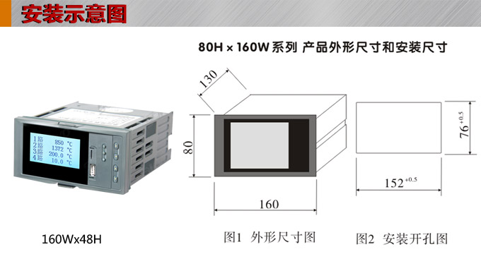 液晶漢顯控制儀，DT516四回路液晶顯示表，液晶顯示控制儀  安裝示意圖