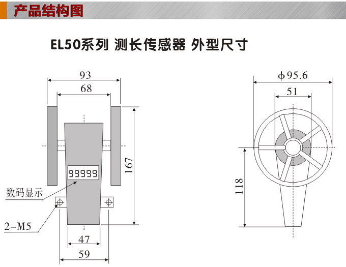 測長傳感器,EL50計長傳感器,米輪,旋轉(zhuǎn)編碼器結(jié)構(gòu)圖