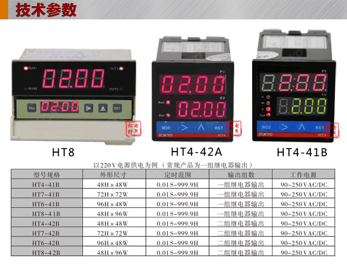 時間繼電器,HT智能時間繼電器,累時器技術參數(shù)