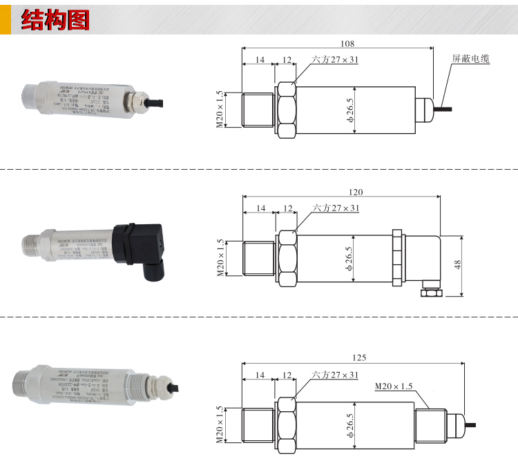 專用壓力變送器,PG1300恒壓供水壓力傳感器結(jié)構(gòu)圖